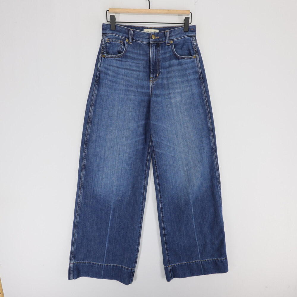 Madewell Superwide Leg Jeans Womens 26 Blue High Rise Wide Leg Cashmere Blend